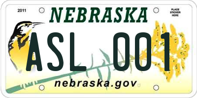 NE license plate ASL001