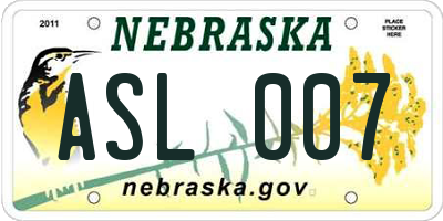 NE license plate ASL007