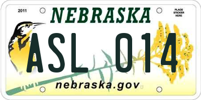NE license plate ASL014