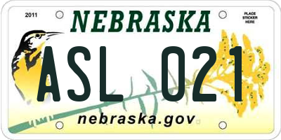 NE license plate ASL021