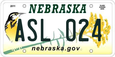 NE license plate ASL024