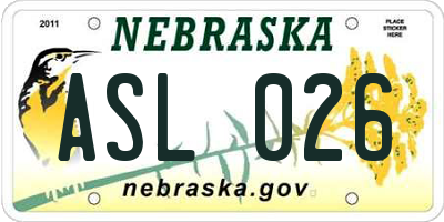 NE license plate ASL026