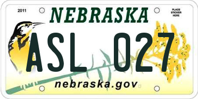 NE license plate ASL027