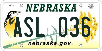 NE license plate ASL036