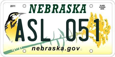NE license plate ASL051