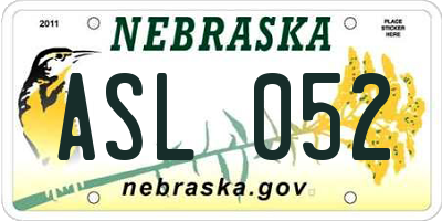 NE license plate ASL052