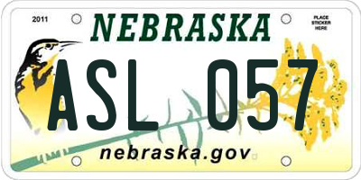 NE license plate ASL057