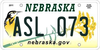 NE license plate ASL073