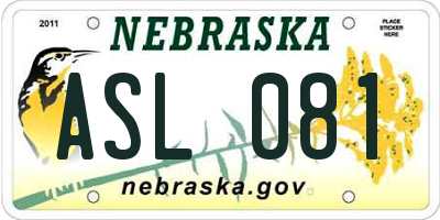 NE license plate ASL081