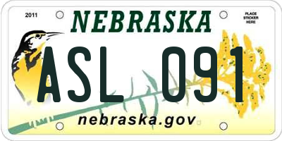 NE license plate ASL091