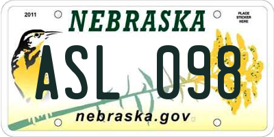NE license plate ASL098