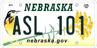 NE license plate ASL101