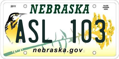 NE license plate ASL103