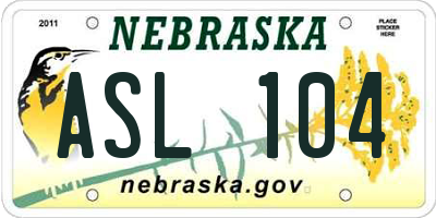 NE license plate ASL104