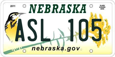 NE license plate ASL105