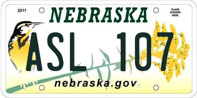 NE license plate ASL107
