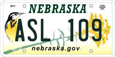 NE license plate ASL109