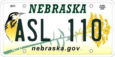 NE license plate ASL110