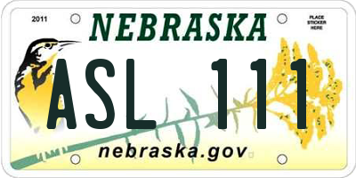 NE license plate ASL111
