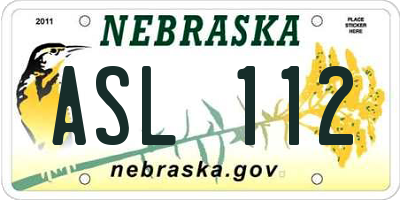 NE license plate ASL112