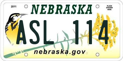 NE license plate ASL114
