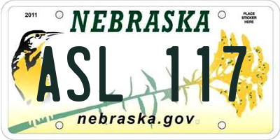NE license plate ASL117