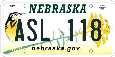 NE license plate ASL118