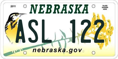 NE license plate ASL122