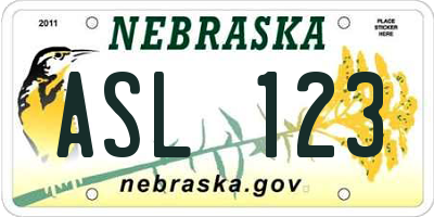 NE license plate ASL123