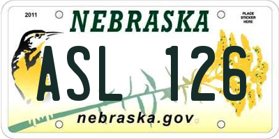 NE license plate ASL126