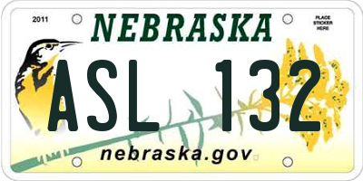 NE license plate ASL132