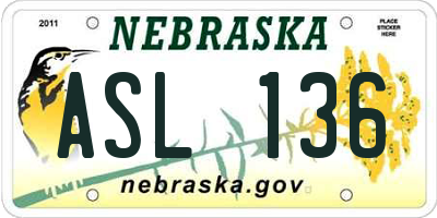 NE license plate ASL136