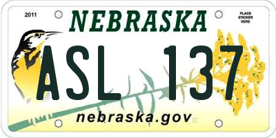 NE license plate ASL137