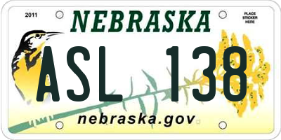 NE license plate ASL138