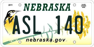 NE license plate ASL140
