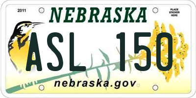 NE license plate ASL150