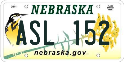 NE license plate ASL152
