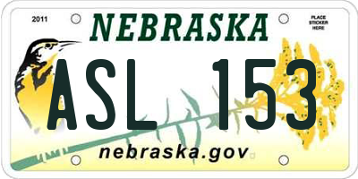 NE license plate ASL153