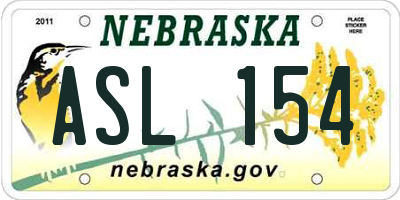 NE license plate ASL154