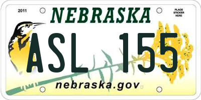 NE license plate ASL155