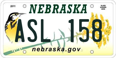 NE license plate ASL158