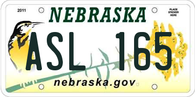 NE license plate ASL165