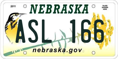 NE license plate ASL166