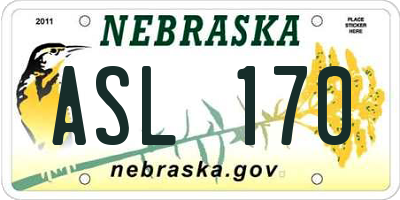 NE license plate ASL170