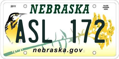 NE license plate ASL172