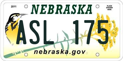 NE license plate ASL175