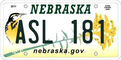 NE license plate ASL181