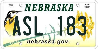 NE license plate ASL183