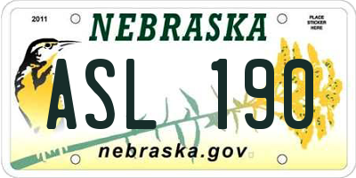 NE license plate ASL190