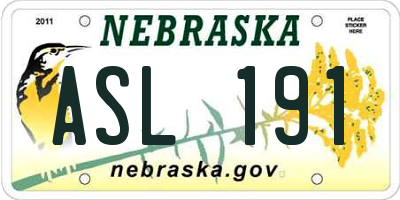 NE license plate ASL191